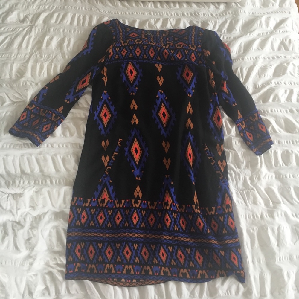 Long Sleeved Geometric Pattern Dress - image 1
